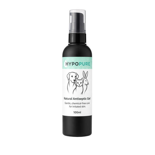 Hypopure natural antiseptic gel bottle on a white background